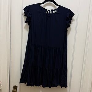 Wilfred La Bohème Navy Ruffle Mini Dress